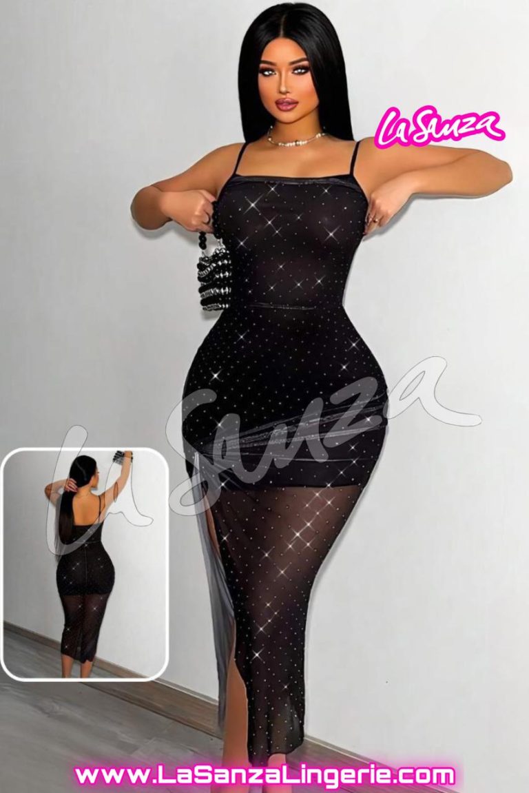 rhinestone mesh dress