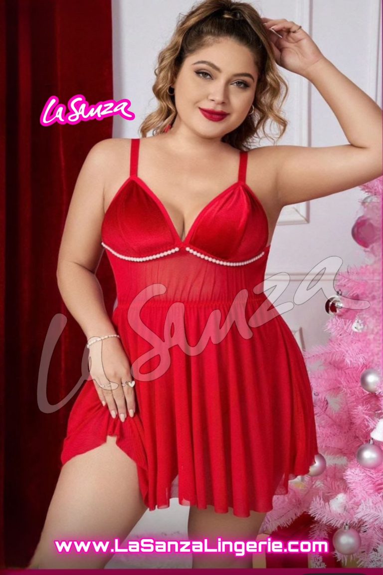 Plus Size Red Pearl Babydoll