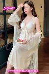Elegant Satin Lace Nightgown