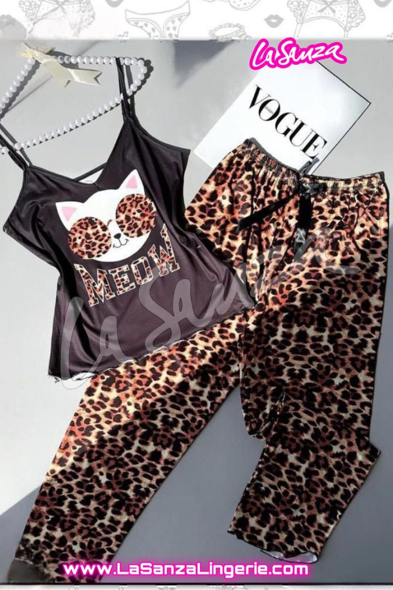 Cute Cat Print Pajama Set