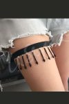 Black Beaded Thigh Garter
