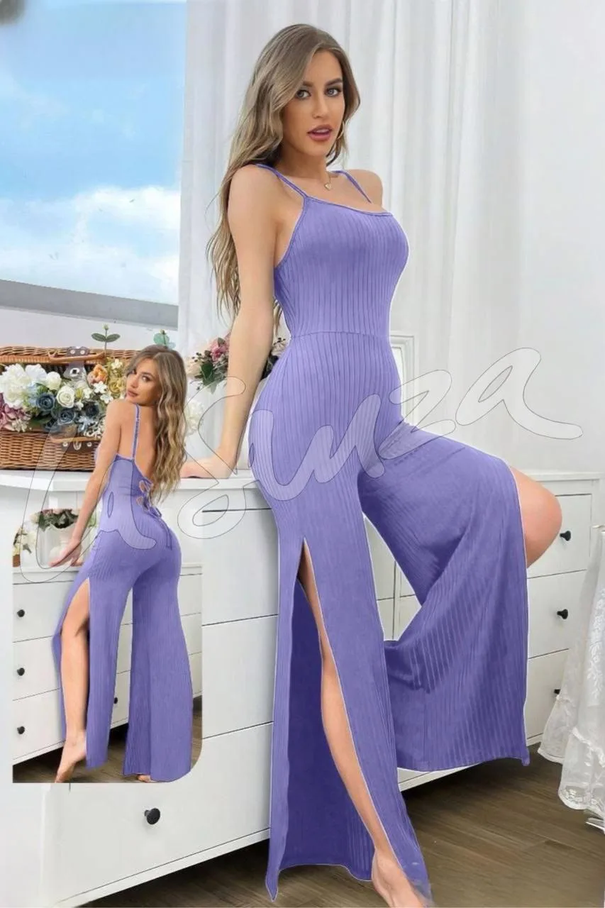 Vibrant Ribbed Slit Jumpsuit (2)