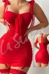 Sultry Ruched Garter Dress4