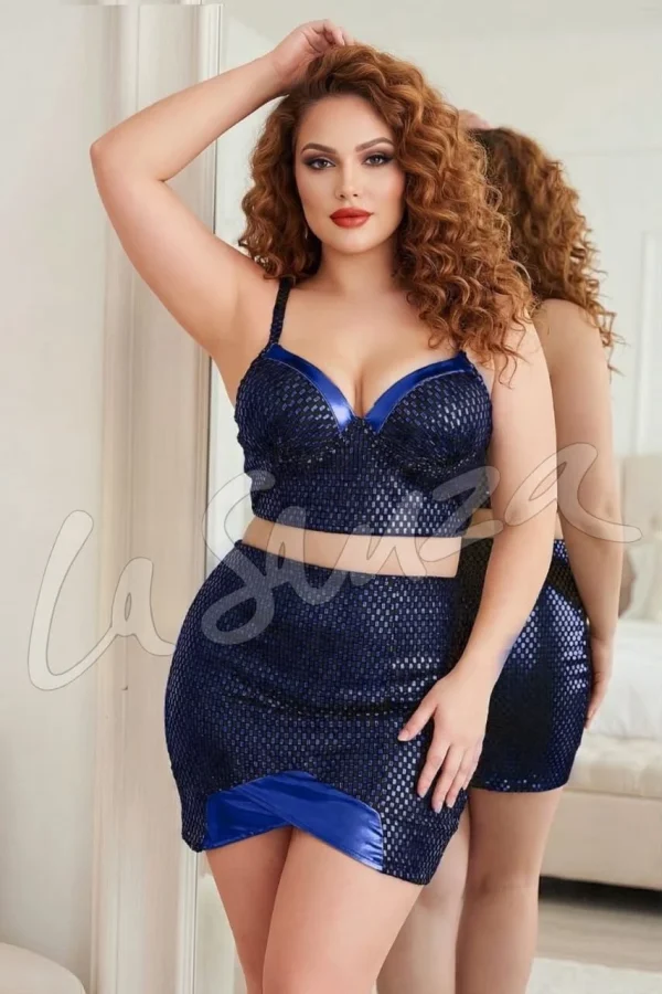 Seductive Metallic Skirt Set