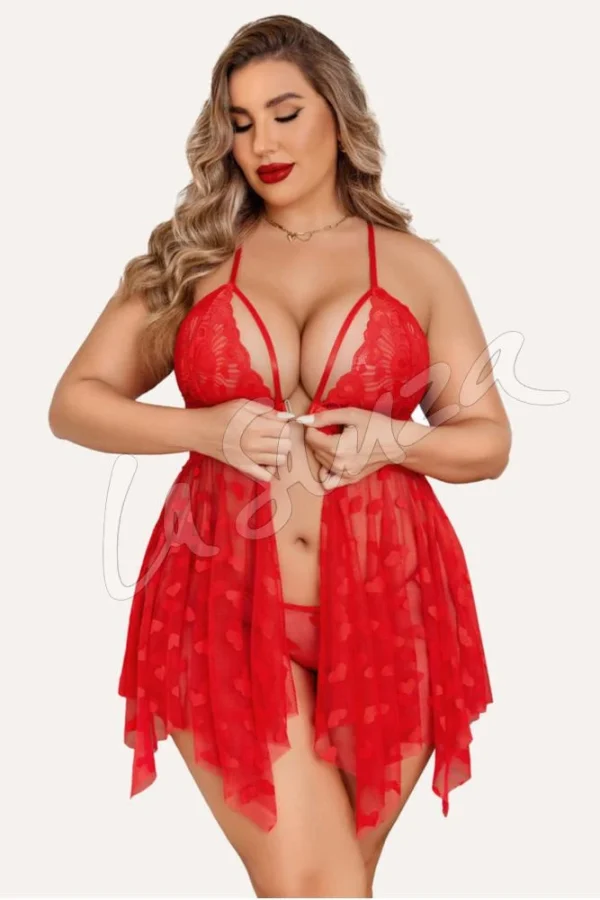 Romantic Heart Mesh Babydoll