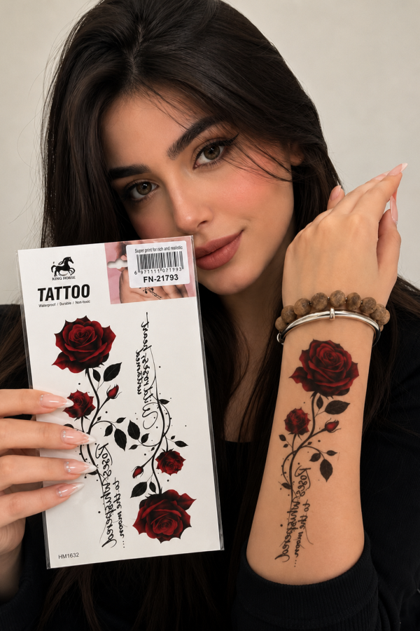 Red Rose Temporary Tattoo