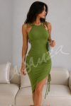 Ruched Asymmetric Tie Dress