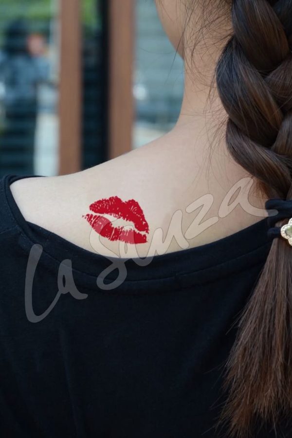 Red Kiss Temporary Tattoo Sticker