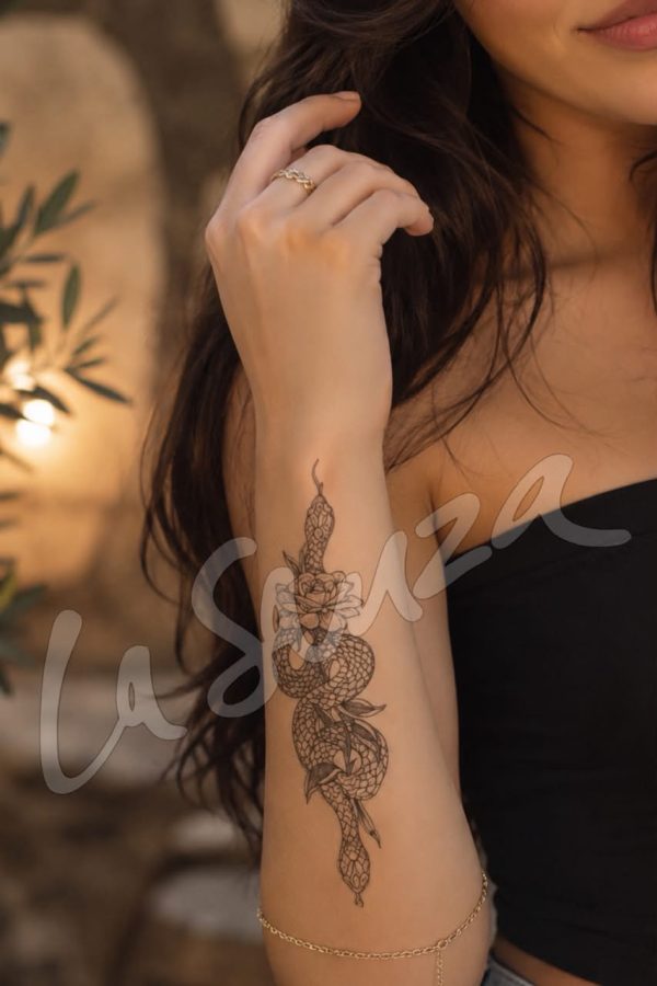 Silver Snake Tattoo Sticker