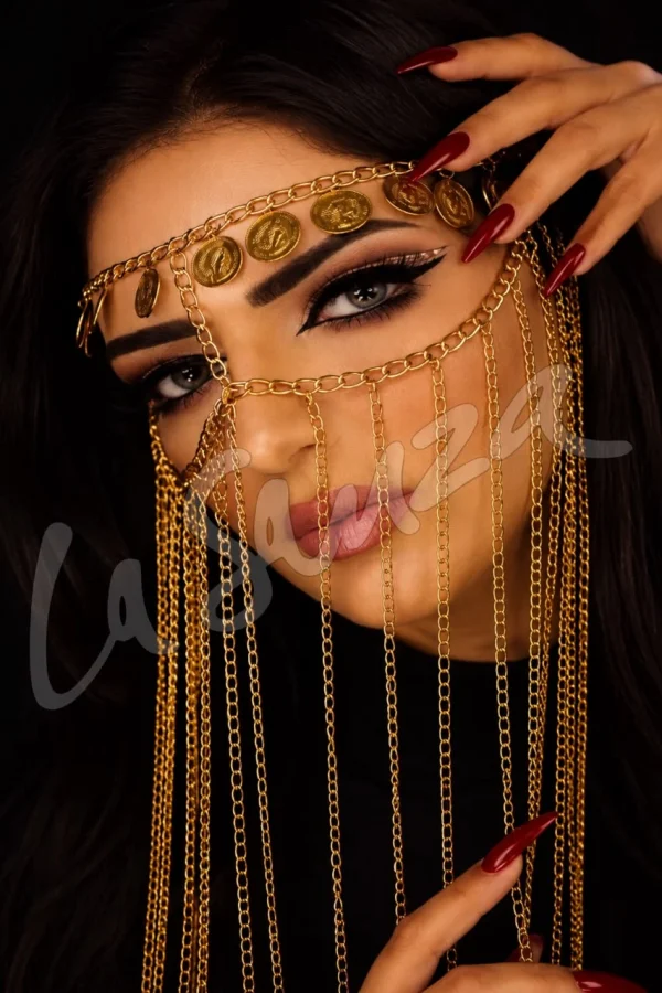 Golden Coin Chain Face Veil