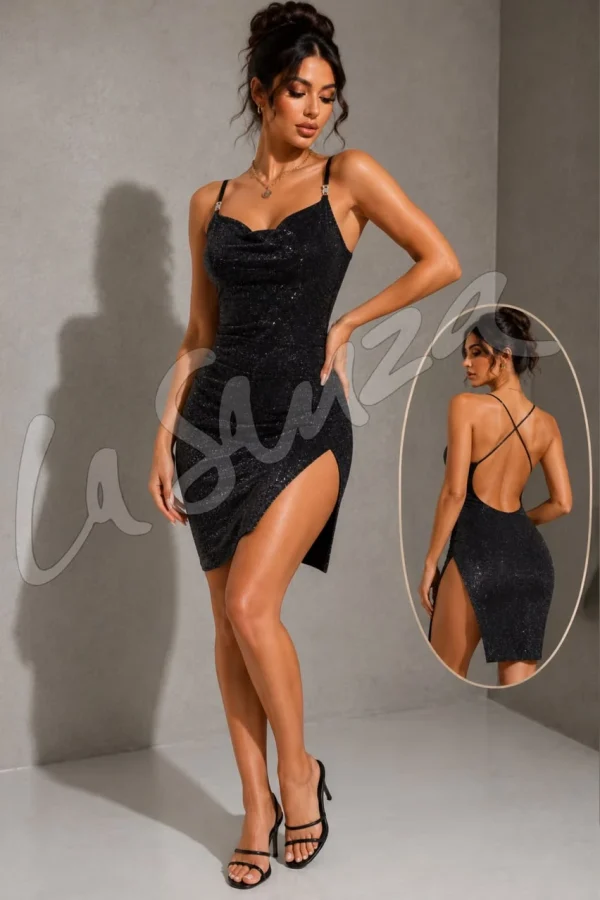 Sparkle Slit Party Dress